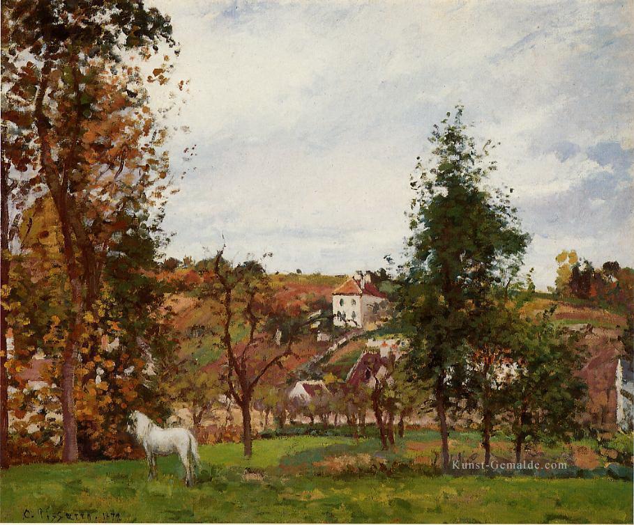 Landschaft mit einem weißen Pferd in einem Feld l ermitage 1872 Camille Pissarro Ölgemälde